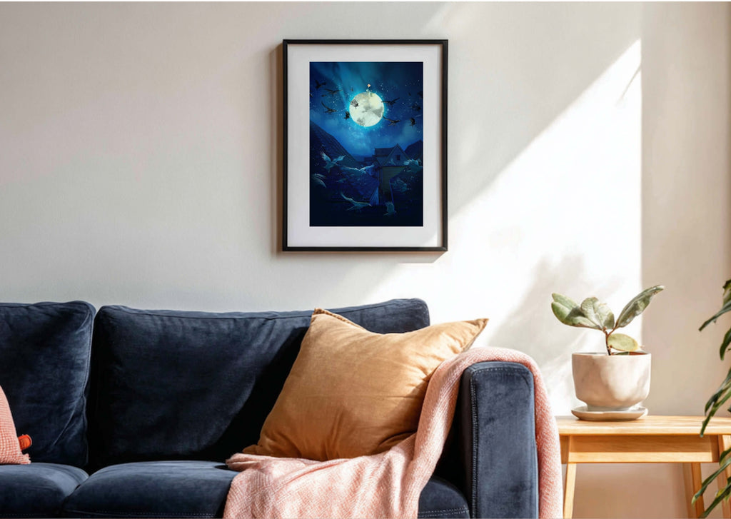 Drømmen over Bryggentakene mockup stue 2