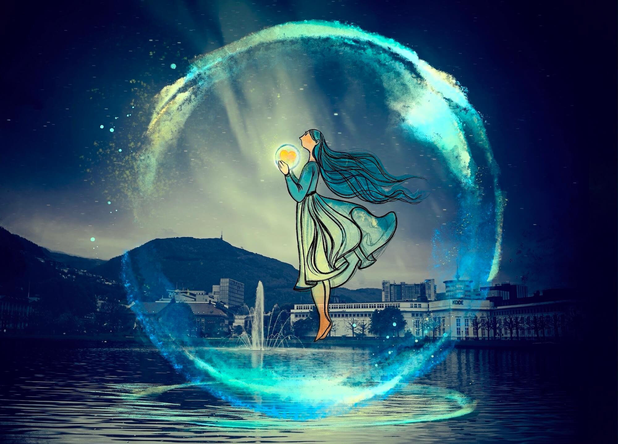 Nordlys over Lille Lungegardsvannet