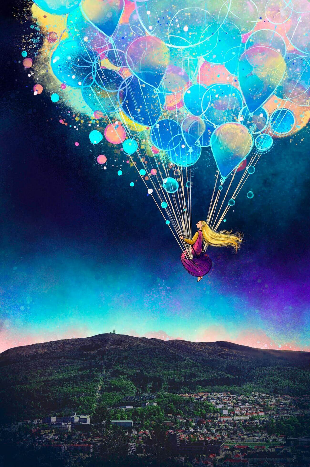 Reisen mot Ulriken kunstprint