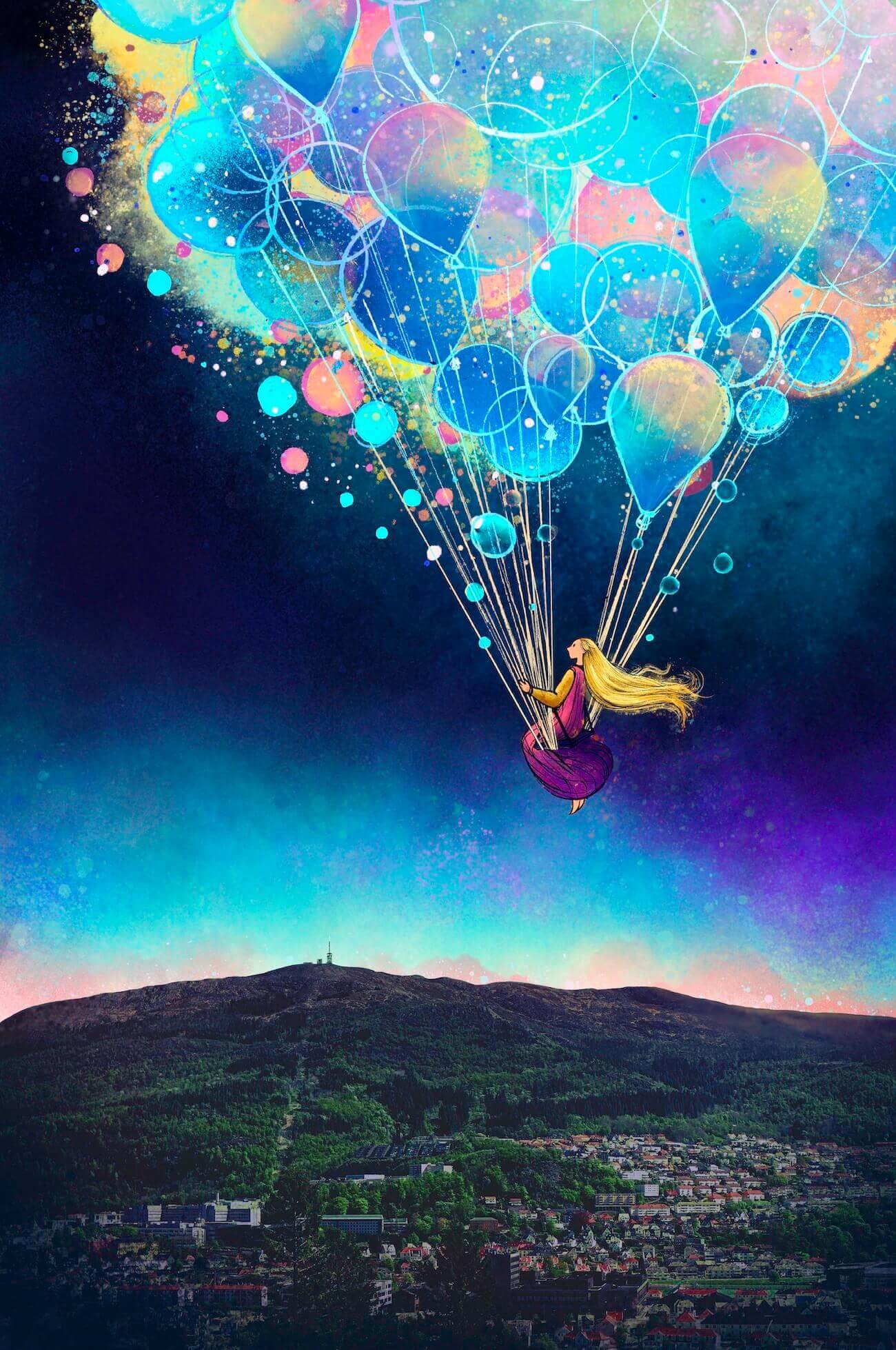 Reisen mot Ulriken kunstprint