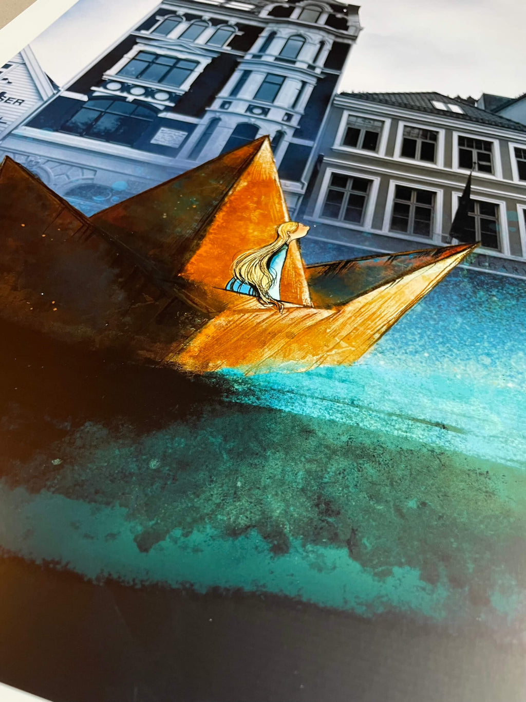 Stille natt ved Bergen Havn closeup